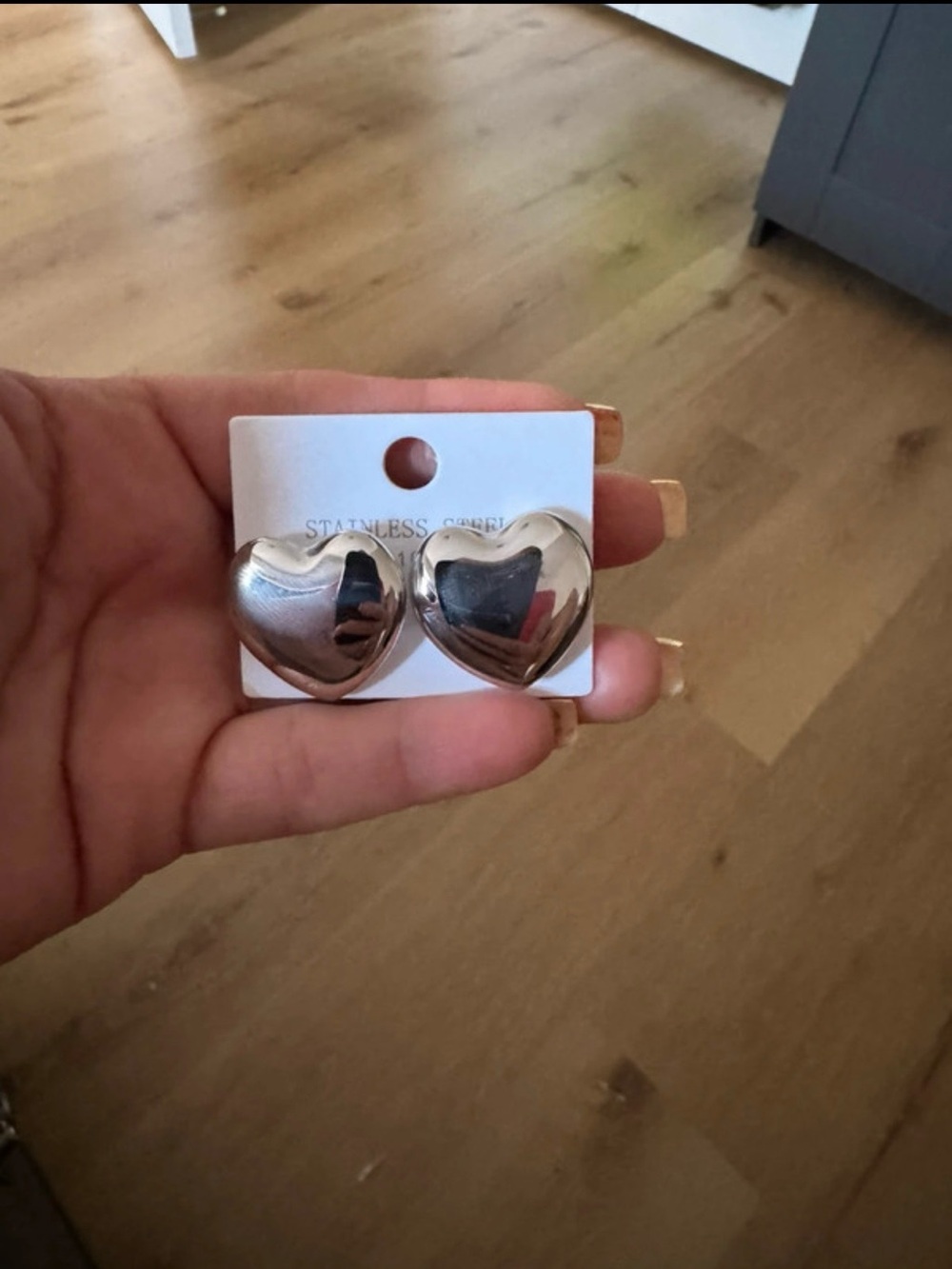 Stainless Steel Silver Heart Stud Earrings - Classic Women's Jewelry